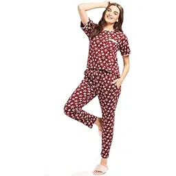 av2 Women's Cotton Heart Printed Night Suit Set of Shirt & Pajama Set | Casual Night Dress for Women-2841-picture-40