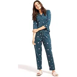 av2 Women's Cotton Heart Printed Night Suit Set of Shirt & Pajama Set | Casual Night Dress for Women-4016-picture-14