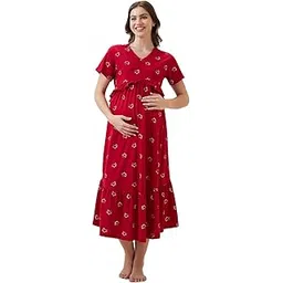 av2 Women's Cotton Midi Maternity Nighty-picture-51