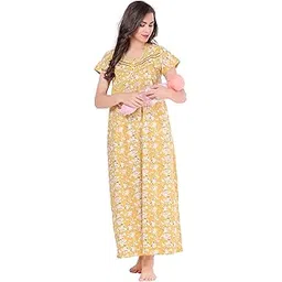 av2 Women's Cotton Printed Maternity Feeding Knee Length Nighty -7265-picture-24