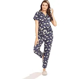 av2 Women's Cotton Printed Night Suit Set of Shirt & Pajama Set | Casual Night Dress for Women - 4123-picture-54
