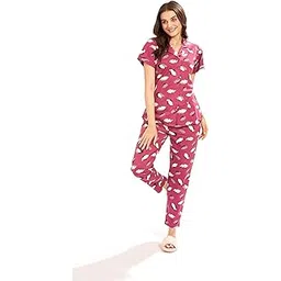 av2 Women's Cotton Printed Night Suit Set of Shirt & Pajama Set | Casual Night Dress for Women - 4123-picture-36