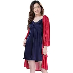 av2 Women's Satin Solid Knee Length Nighty-picture-46
