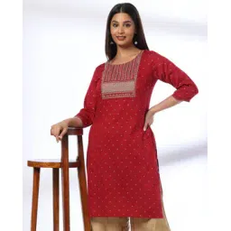 avaasa mix n' match Women Embroidered Straight Kurta-picture-30