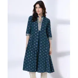 avaasa mix n' match Women Floral Print Overlap Placket A-Line Kurta-picture-50