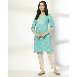avaasa mix n' match Women Floral Print Straight Kurta-picture-22