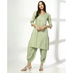 avaasa mix n' match Women Floral Print Straight Kurta & Dhoti Pants Set-picture-34