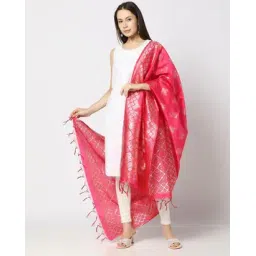 avaasa mix n' match Women Floral Woven Dupatta with Tassels-picture-23