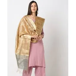 avaasa mix n' match Women Floral Woven Dupatta with Tassels-picture-43