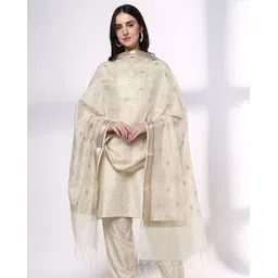 avaasa mix n' match Women Floral Woven Dupatta with Tassels-picture-19