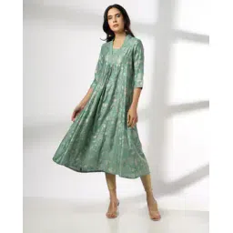 avaasa mix n' match Women Foil Print Flared Kurta with Insert Pocket-picture-25