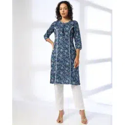 avaasa mix n' match Women Printed Straight Kurta with Neck Tie-Up-picture-29