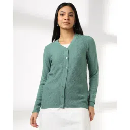 avaasa mix n' match Women V-Neck Self-Design Cardigan-picture-13