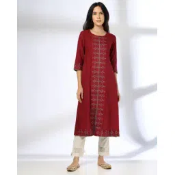 Women Embroidered A-Line Kurta-image-43