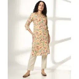 Women Floral Print Straight Kurta-image-23