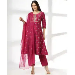avaasa set Women Floral Print A-Line Kurta with Pants & Dupatta-picture-52