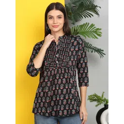 AVALIA Women Floral Printed Mandarin Collar A-Line Kurti-picture-31