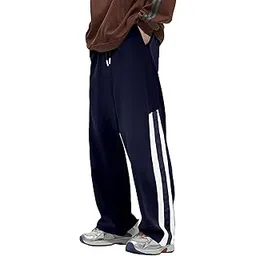 AVANOVA Men's Black Striped Sports Track Pants – Loose Fit Casual Trousers with Drawstring Waist, Straight-Cut Outdoor Running & Fitness Track Pants, Lightweight Spring/Summer (Track 257)-picture-32