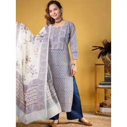 AVANSHEE Ethnic Motifs Printed Kurta with Palazzos & Dupatta-picture-38