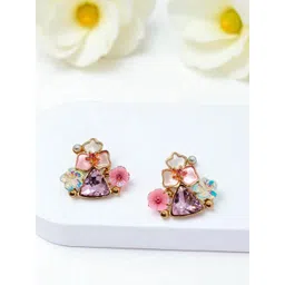 AVANT-GARDE PARIS Gold-Plated Stones Studded & Beaded Floral Shaped Studs-picture-26