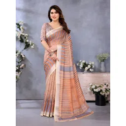 AVANTIKA FASHION Printed Zari Pure Linen Banarasi Saree-picture-12