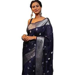 avantika fashion Women's Kanjivaram Soft Pure Silk Banarasi Sarees With Blouse Piece, Blue-picture-22