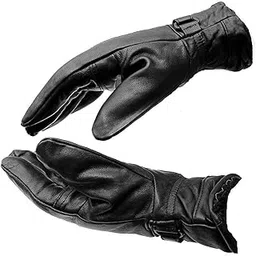 AVBA Men Black Solid Leather Warm Winter Riding Gloves, Protective Cycling Byke Bike Motorcycle Gloves(Black_Large)-picture-11