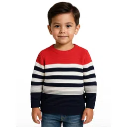 AVELLY Unisex Kids Striped Woollen Sweater Vest-picture-29