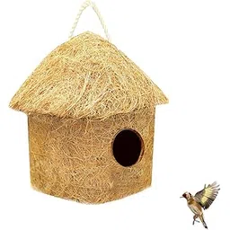 AVIANS Hand Made Bird Nest and Shelter Made of Natural Coir Fibre and Gum for Bird Cages, Balcony and Garden Decorative Home Article Large Set of 1-picture-23