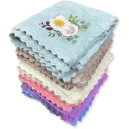 avikar Face Towel Handkerchief Rumal 300GSM Soft and Absorbent Rubber Printed Face Towels for girls Women's, Kids and Newborn Babies Set of 3 Multicolor-picture-42
