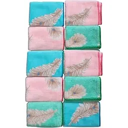 avikar Microfiber Face Towel Handkerchief Rumal 350GSM Extra Soft and Super Absorbent mor pank Printed Face Towels for girls Women's, Kids and Newborn Babies Set of 10 Multicolor-picture-38