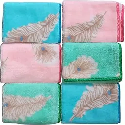 avikar Microfiber Face Towel Handkerchief Rumal 350GSM Extra Soft and Super Absorbent mor pank Printed Face Towels for girls Women's, Kids and Newborn Babies Set of 3 Multicolor-picture-17