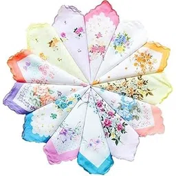 avikar Women's 100% Cotton Cut Work Bordar Floral Pattern Handkerchief/Ladies Hankies (Size_30CM X 30CM) pack of 4 multi color-picture-33