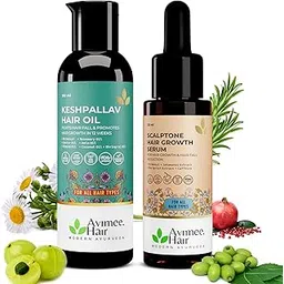 Avimee Herbal Hair Growth Super Saver Combo | Keshpallav Hair Oil (100 ml) & Scalptone Hair Growth Serum (25ml)-image-0
