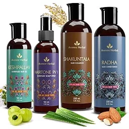 Avimee Herbal Keshpallav Hair Oil (100 ml) & Hairtone PV 1 Scalp Spray (100 ml) & Shakuntala Hair Shampoo (200 ml) & Radha hair Conditioner (200 ml) Combo Pack | Super Saver Pack-image-19