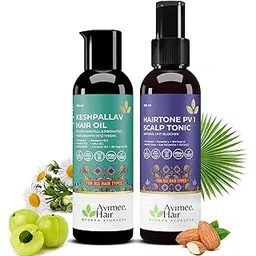 Avimee Herbal Keshpallav Hair Oil (100 ml) & Hairtone PV 1 Scalp Spray (100 ml) Combo Pack | Hair Fall Control Kit | Super Saver Combo-image-40
