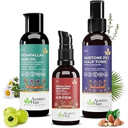 Avimee Herbal Keshpallav Hair Oil (100 ml) & Hairtone PV 1 Scalp Tonic (100 ml) & Madhu Plus Hair Serum (50 ml) Combo Pack Golden Brown-image-21