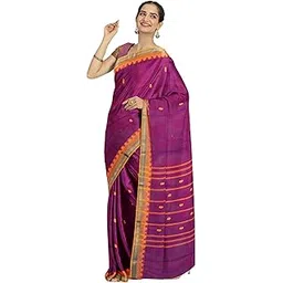 Avishya Handloom Chettinad Pure Cotton Saree Without Blouse | Traditional Ready to Wear Saree | For Daily and Work Wear (Purple)-picture-21