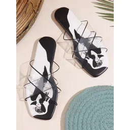 AVIVASTYLE Women Printed Open Toe Flats image 1