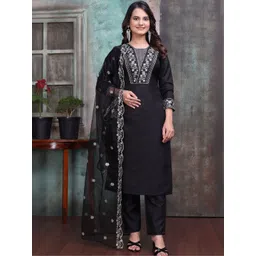 AVNISA ENTERPRISE Women Ethnic Motifs Embroidered Regular Thread Work Kurta with Trousers & With Dupatta-picture-41