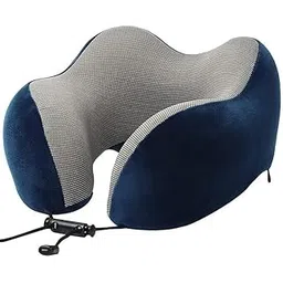 avolusion Memory Foam Neck Pillow for Travel & Car Use – Luxury Ergonomic Cushion for Pain Relief & Neck Support, Breathable Cover, Adjustable Strap (Blue Grey)-picture-55