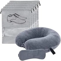 Avolusion Neck Pillow and Eye Mask and Shoe Cover, Car Comfort for Pain Relief, Flights, Car Rides - Car Cushions Air Pillow for Sleeping & Neck Rest-picture-21