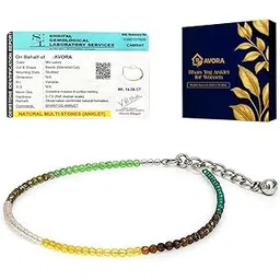 avora Dhan Yog Anklet for Women | Pyrite, Citrine & Green Aventurine Crystal Anklet for Wealth & Prosperity | Astrology Dhanyog Payal with Certificate of Authenticity | Stylish Beaded-picture-37