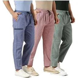 awala fashion Men's Super Combed Cotton Checkered Pyjamas [Pack of 3]-picture-21