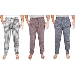 AWALA Fashion Men's Cotton Checkered Pyjama for Night Wear, Relaxation and Sleep (Black,Red&Blue)-picture-40
