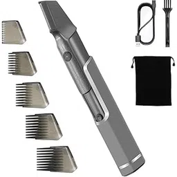 AWAONT Mens Body Hair Trimmer Hair Cutting Tools Neck, Back, Facial, Beard Hair Trimmer As Seen on Tv Self Haircut Shavers for Men Long Handle Hair Cutting Comb, Silver-picture-43