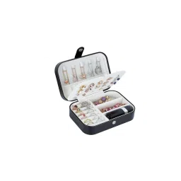 Awestuffs Black PU Leather Small Travel Jewellery Box-picture-21