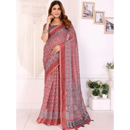 AWRIYA Ethnic Motifs Zari Linen Blend Saree-picture-15