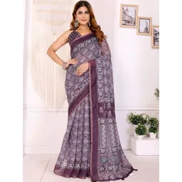 AWRIYA Ethnic Motifs Zari Linen Blend Saree-picture-37