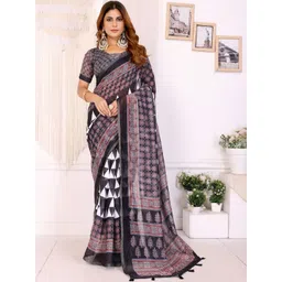 AWRIYA Ethnic Motifs Zari Linen Blend Saree-picture-20